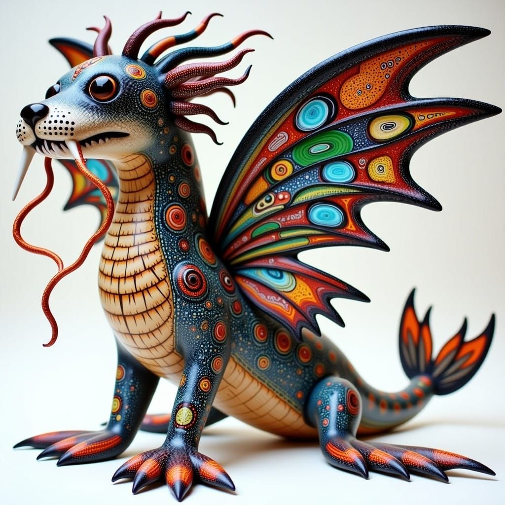 Seal-Dragon-Butterfly Hybrid Alebrije Figurine