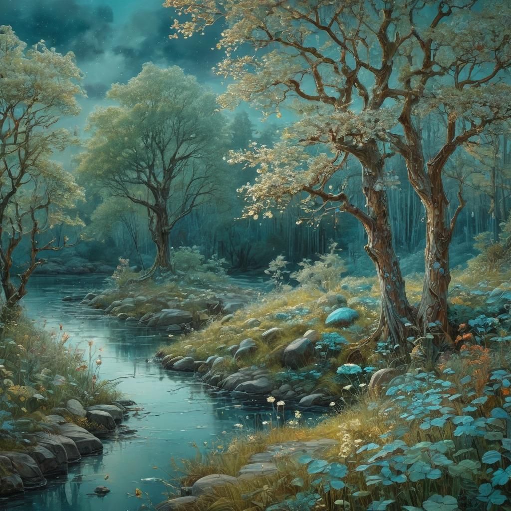 Rainy Swedish Landscape in Evening Light