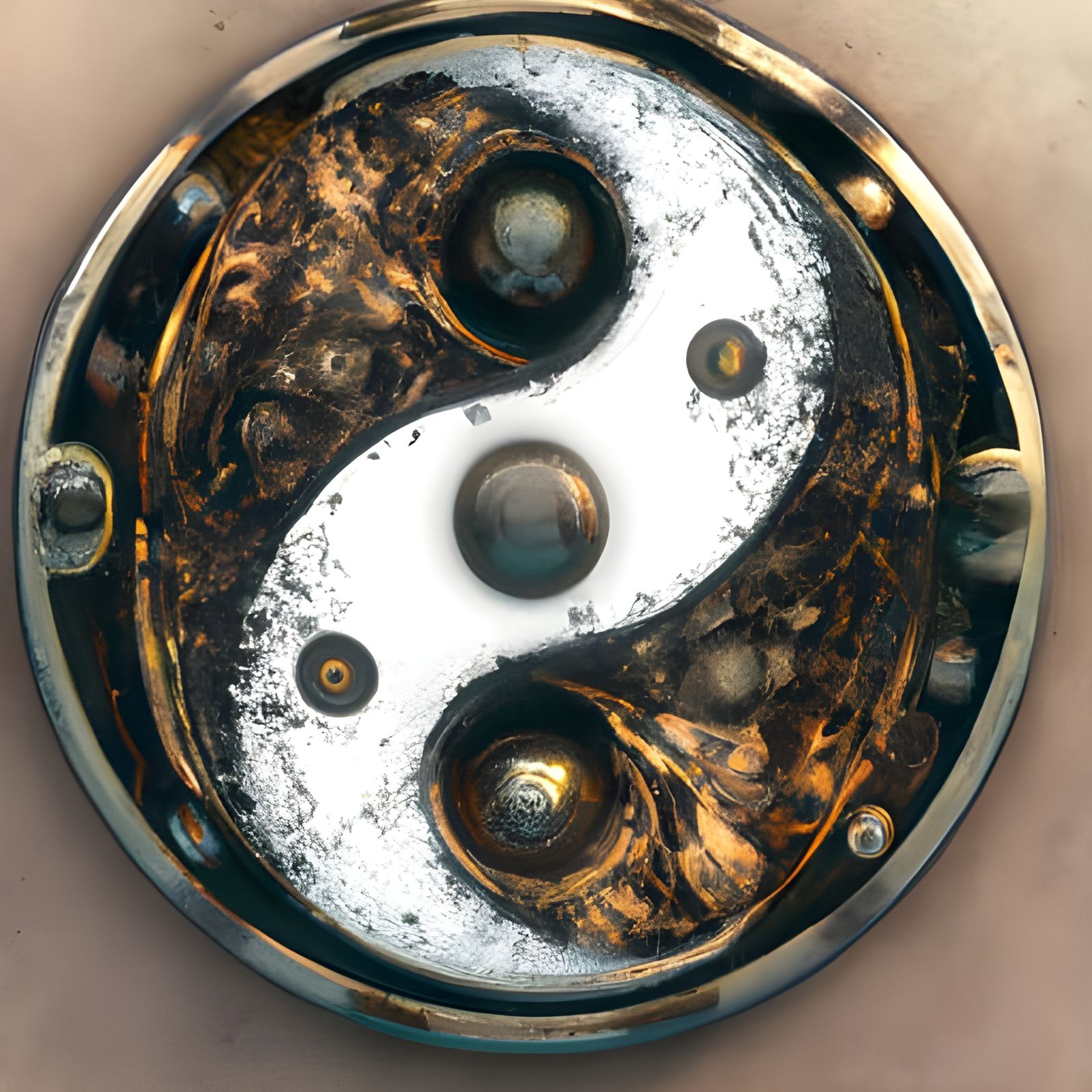 Steampunk Yin Yang Engine: Hyperdetailed Digital Art