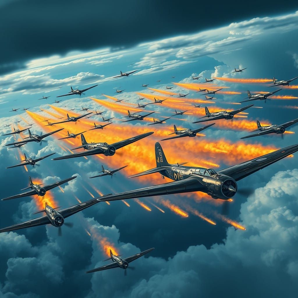 Epic WWII Bomber Formation in Hyper-Realistic Digital Art