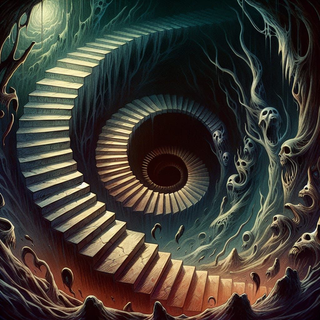 Metaphorical Descent: Spiral Staircase to Insanity