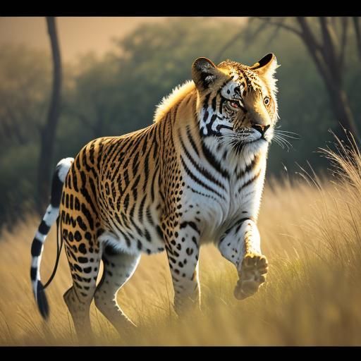 African Hound Running Through Savannah: Wildlife Photography