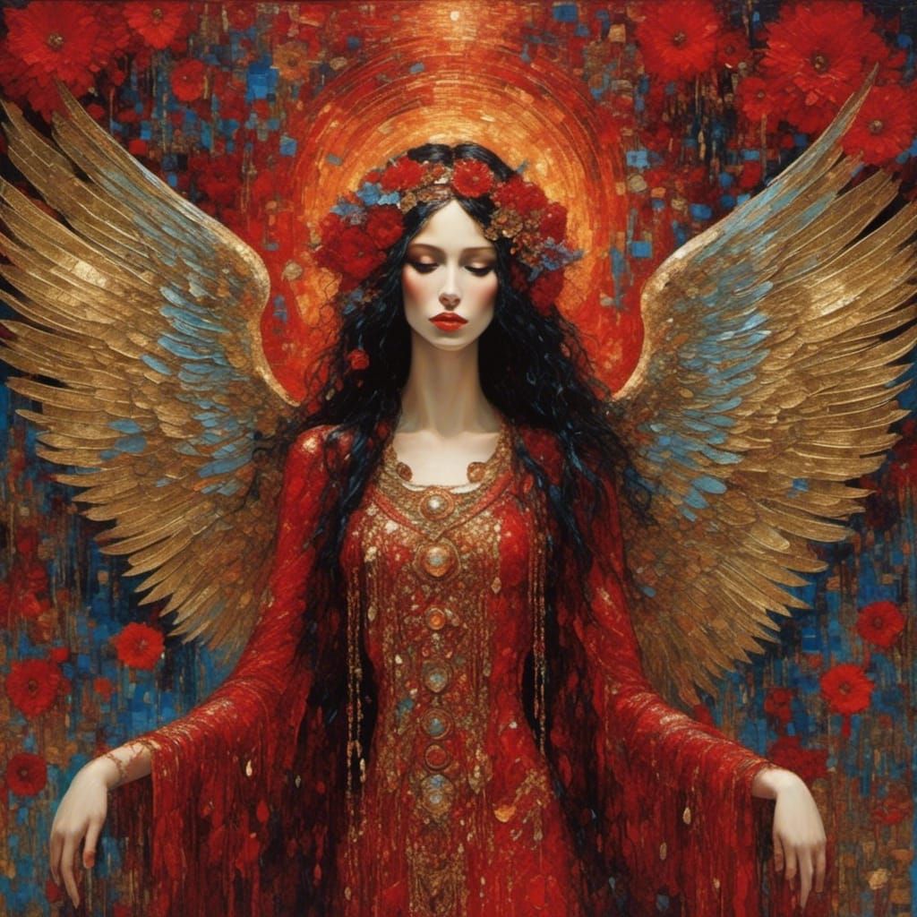 Psychedelic Angel in Bohemian Ethereal Style