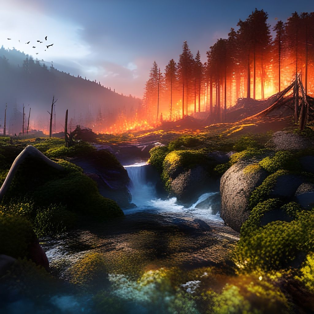 Intense Forest Fire in 3D Game Cinematic Style