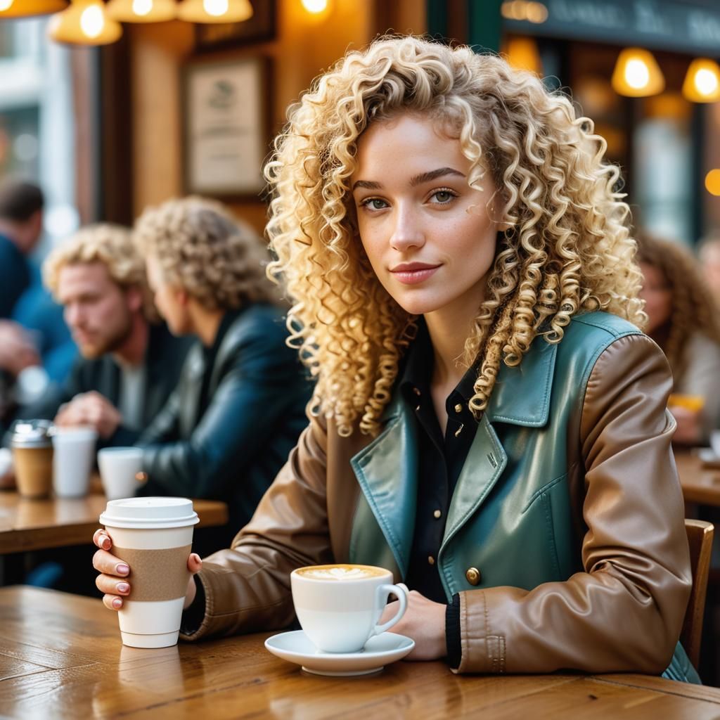 Girl with Blonde Hair in Cafe, Portrait Photography
