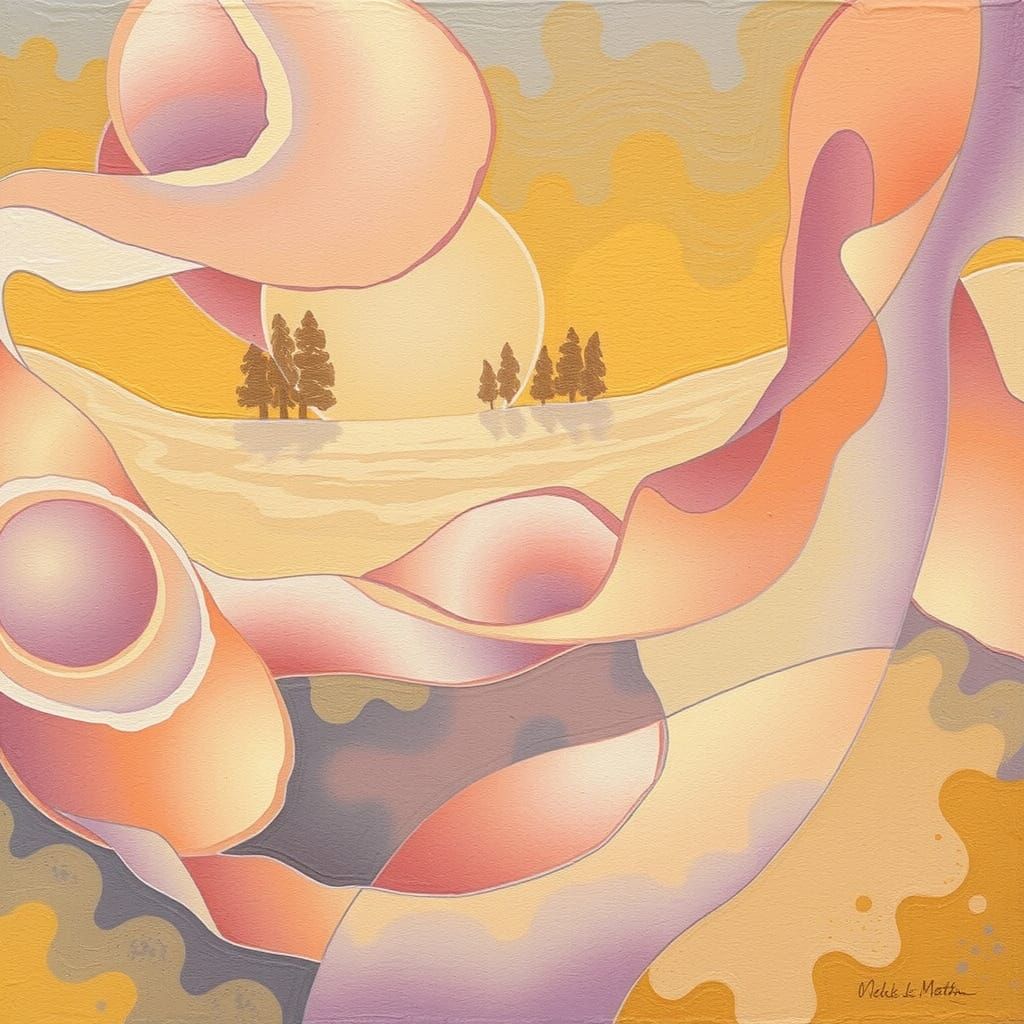 Abstract Landscape Painting in Pastel Tones