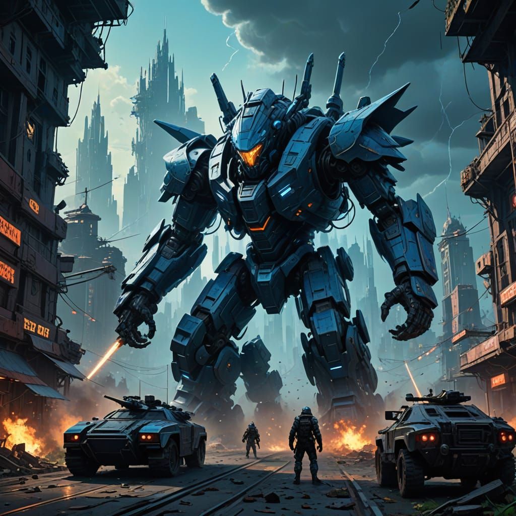 Epic Medieval Robots Clash in Futuristic Battle