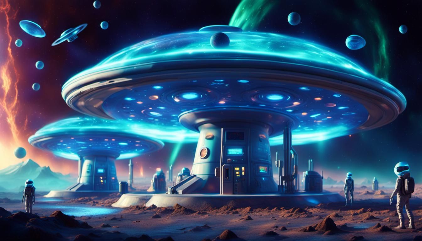 Alien Gas Station in Deep Space, Digital Matte Painting