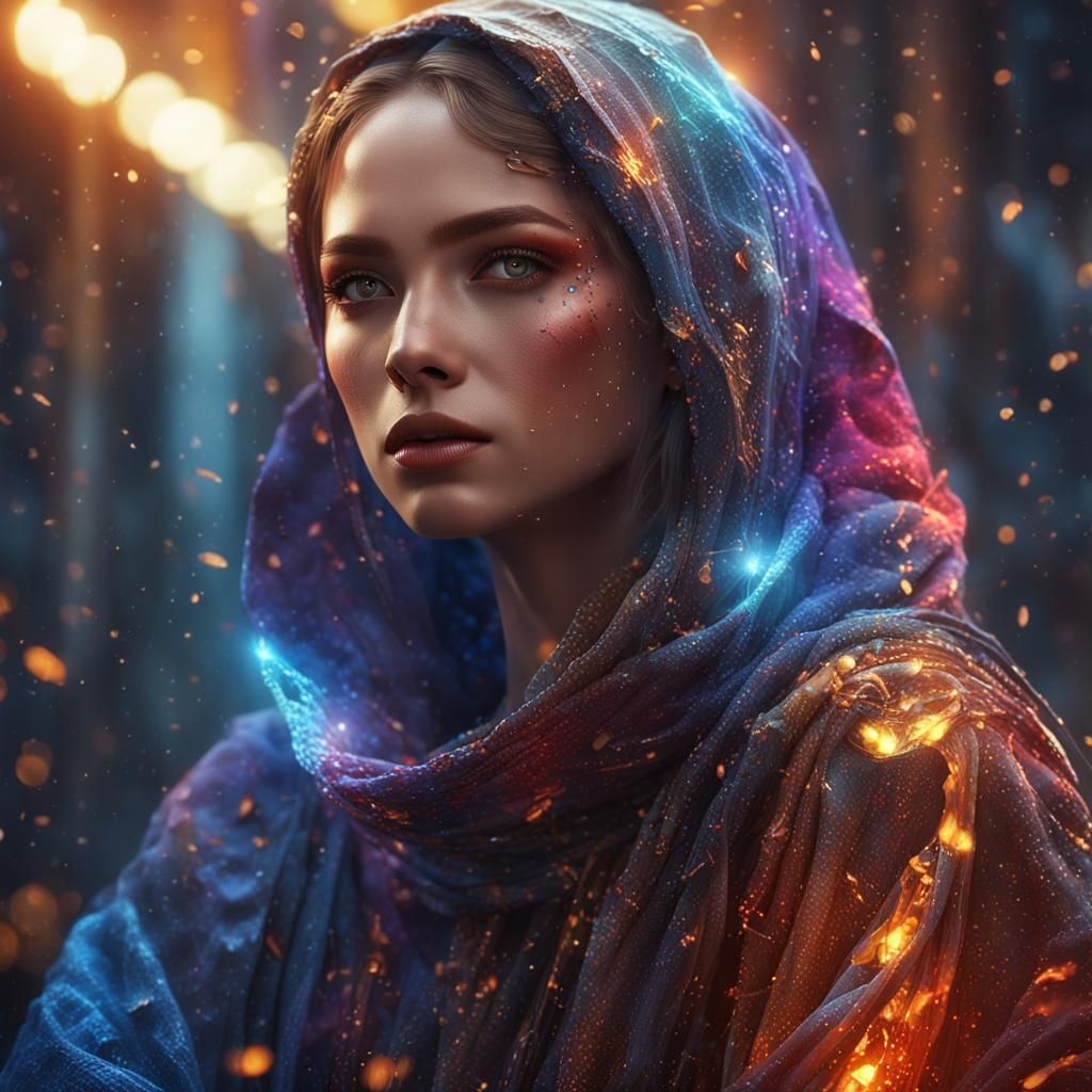 Flawless Model with Mesh in Volumetric Light