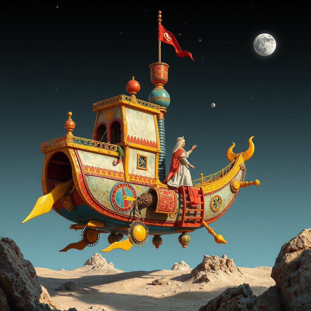 Colourful Medieval spaceship