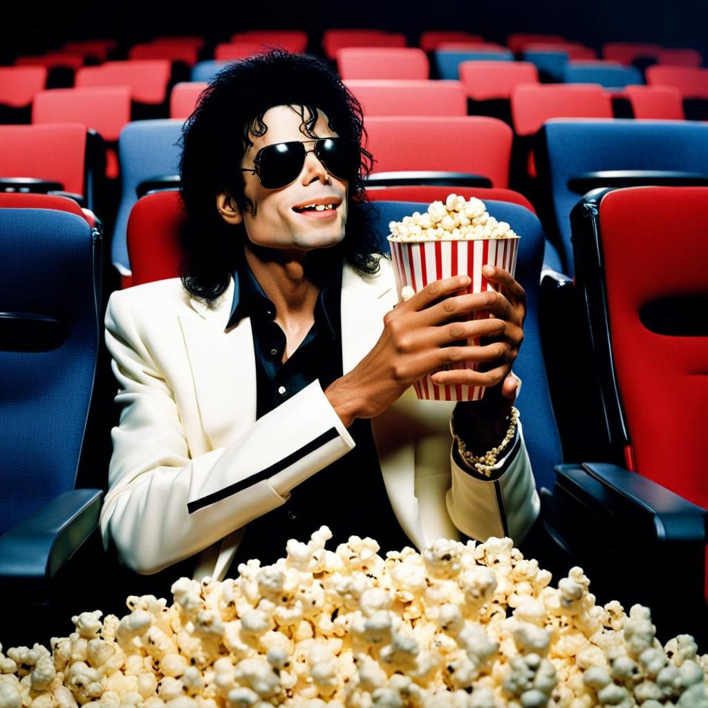 Michael Jackson at the Cinema, Eating Popcorn