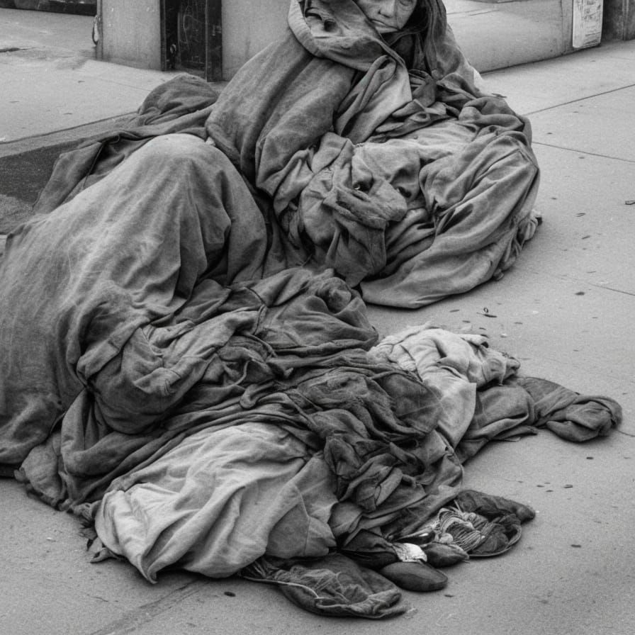 Detailed Portrait of a Homeless Woman