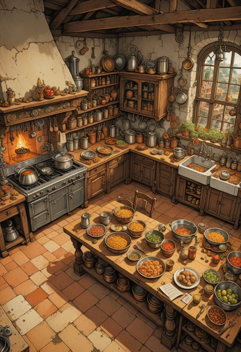 17th Century Kitchen in Heroic Fantasy Style