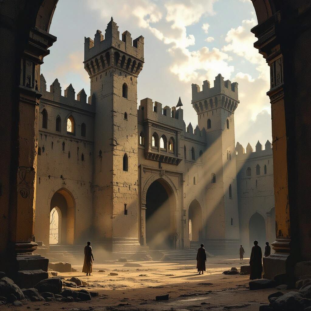 14th Century Nigerian Castle in Romantic Painterly Style