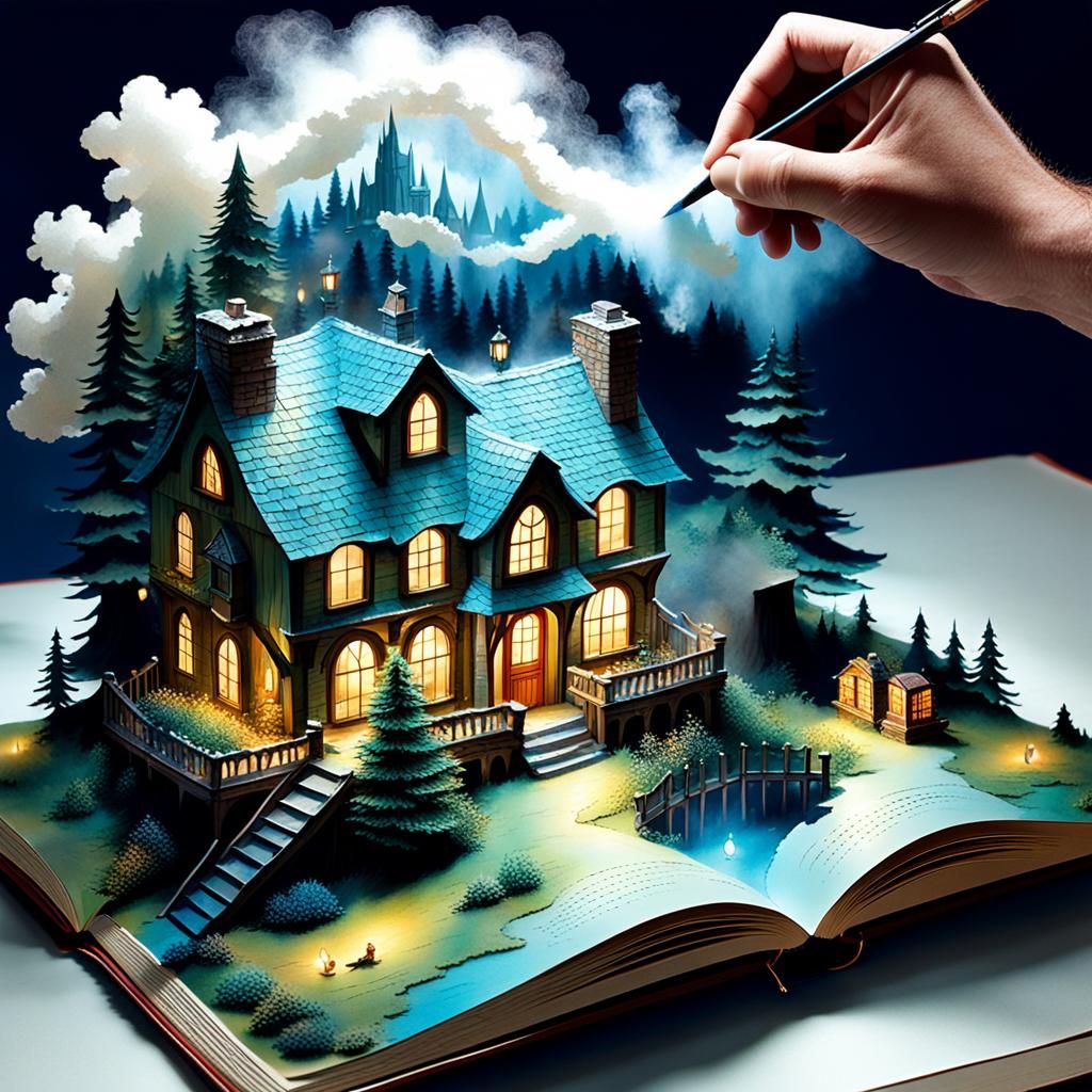 Magical Pop-Up Book Creation with Ethereal Effects