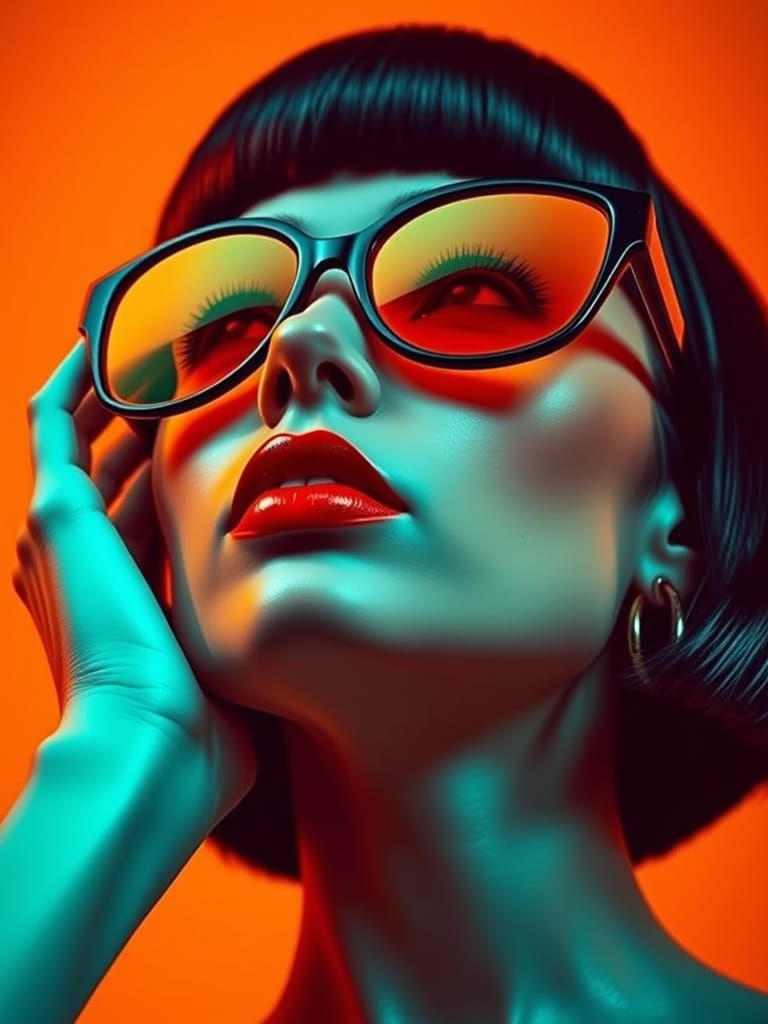 Stylized Portrait in Bold, Contrasting Colors
