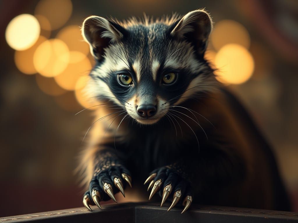 Ethereal Alien Feline with Opalescent Fur and Polished Claws