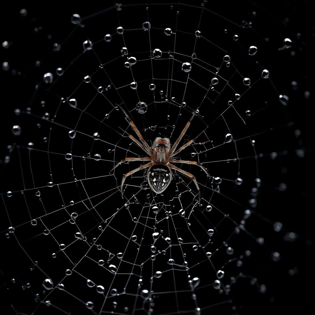 The intricate beauty of a wolf spider in its web, each delic...