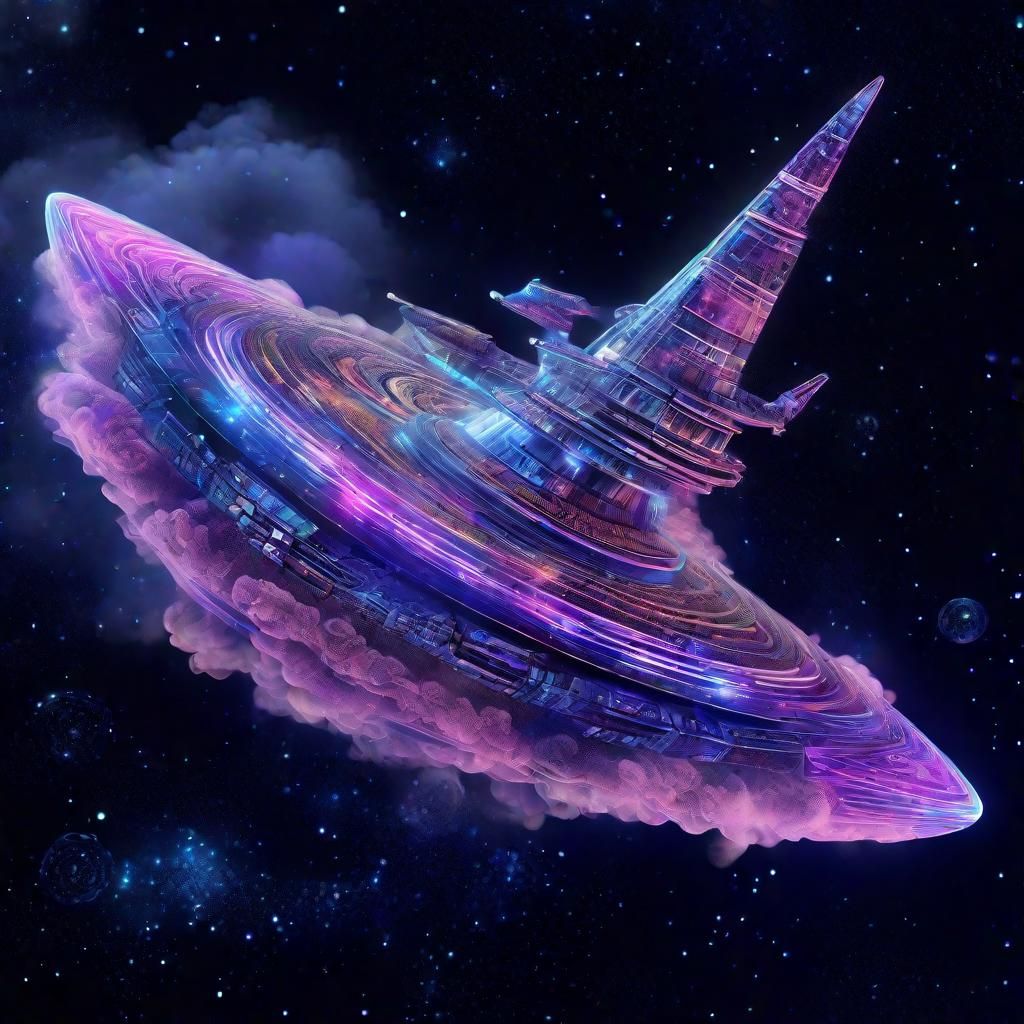 Ethereal Cloud Spaceship in Cosmic Flight