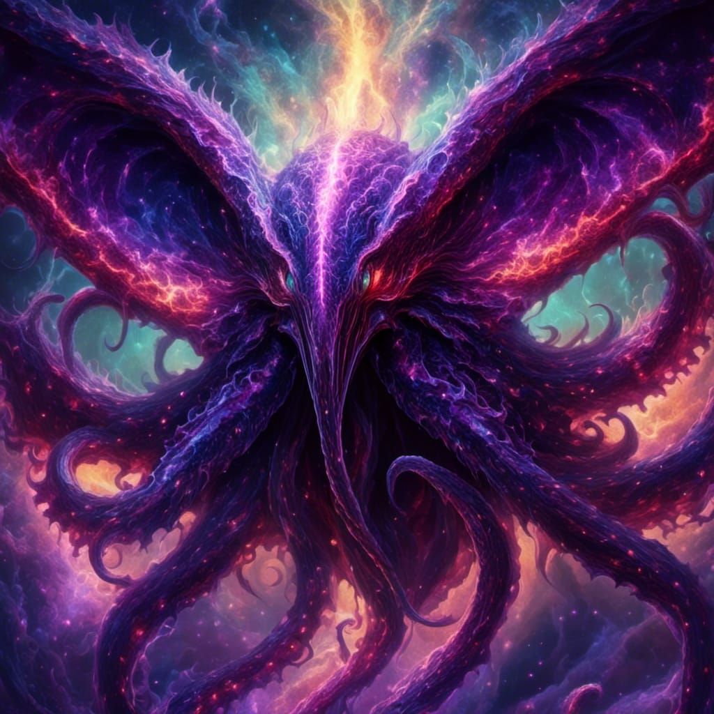 Mythical Cthulhu Kraken with Aurora Sky