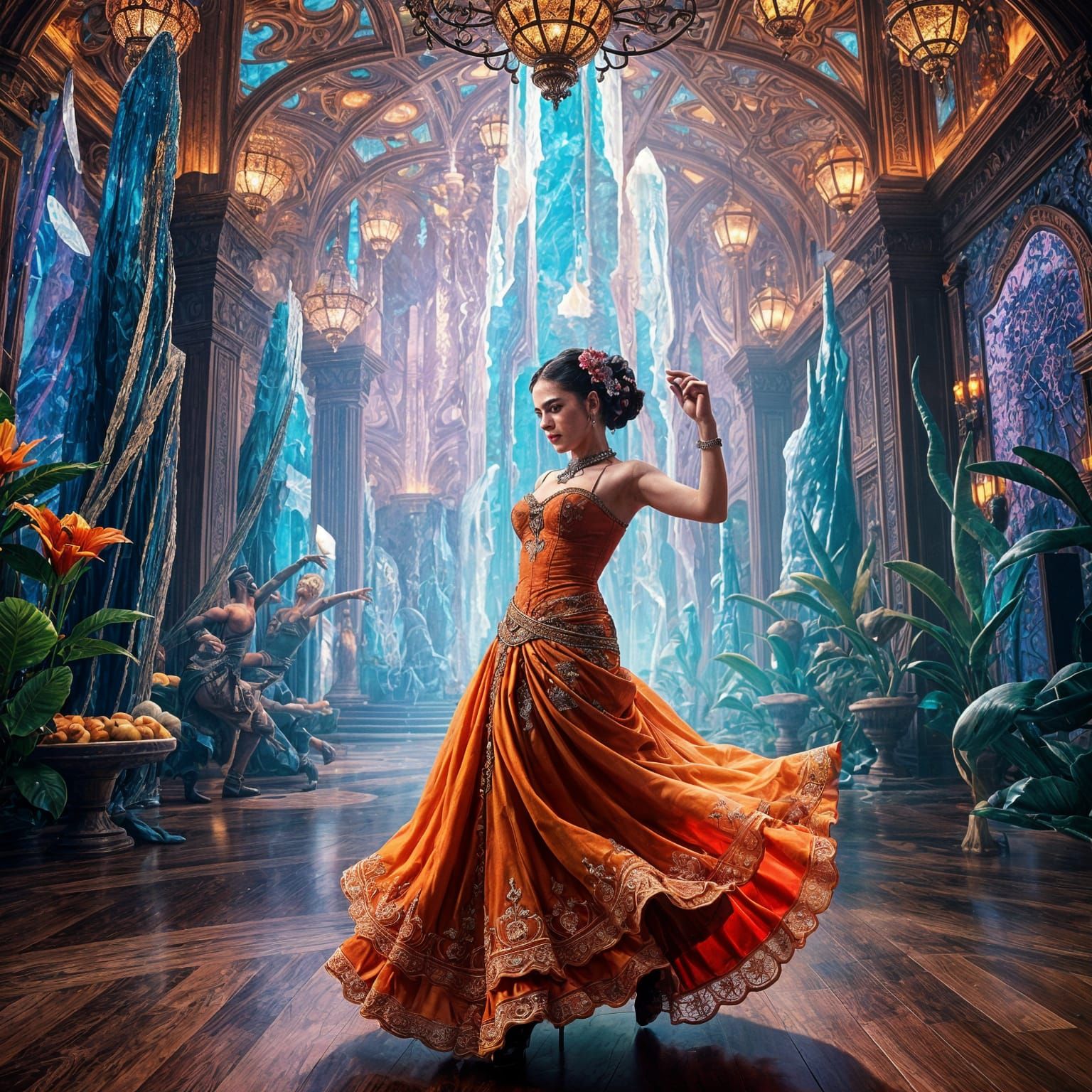 Frida Kahlo Dances in Vibrant Crystal Ballroom with Unforget...