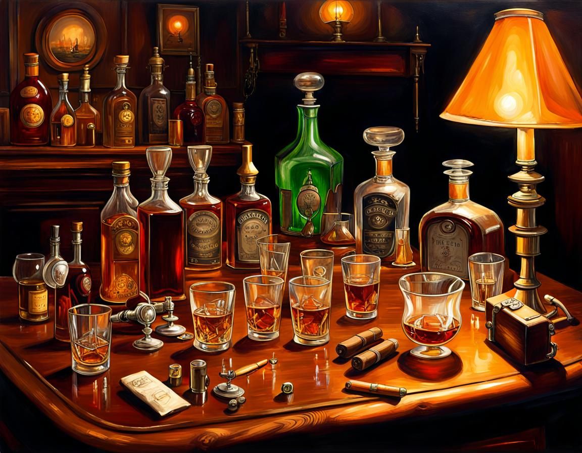 Victorian Steampunk Gentlemen's Club Room with Gas Lamps