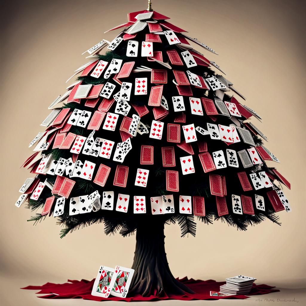 House of Cards Christmas Tree in Dark Fantasy Style