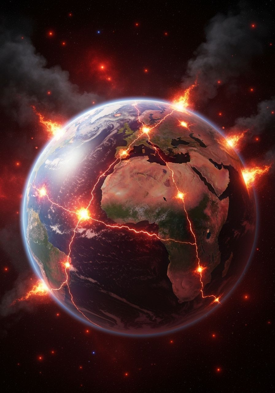 Earth's Surface Fractured and Erupting from Space