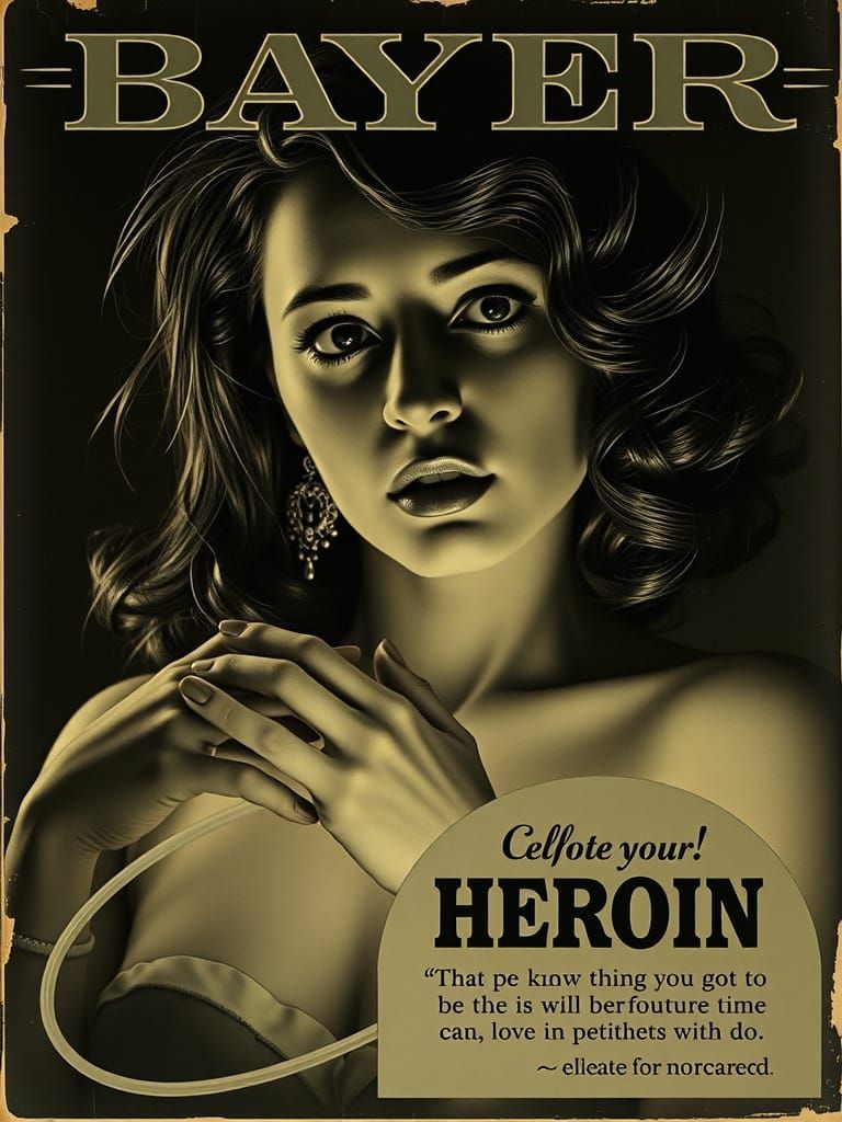 Vintage Heroin Ad by Hiroshi Hayama in Dark Academia Style