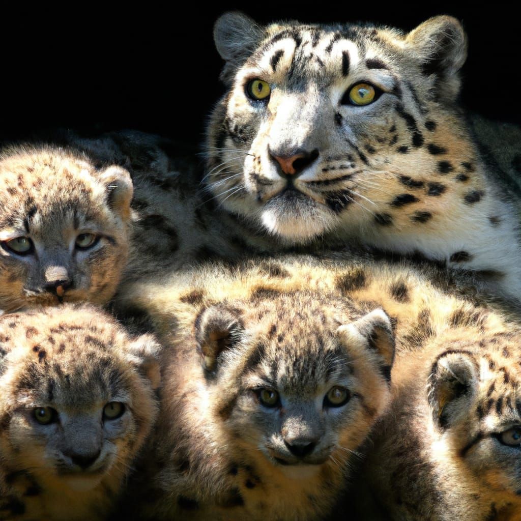Snow Leopard with Ducklings: Hyperrealistic Environmental Po...