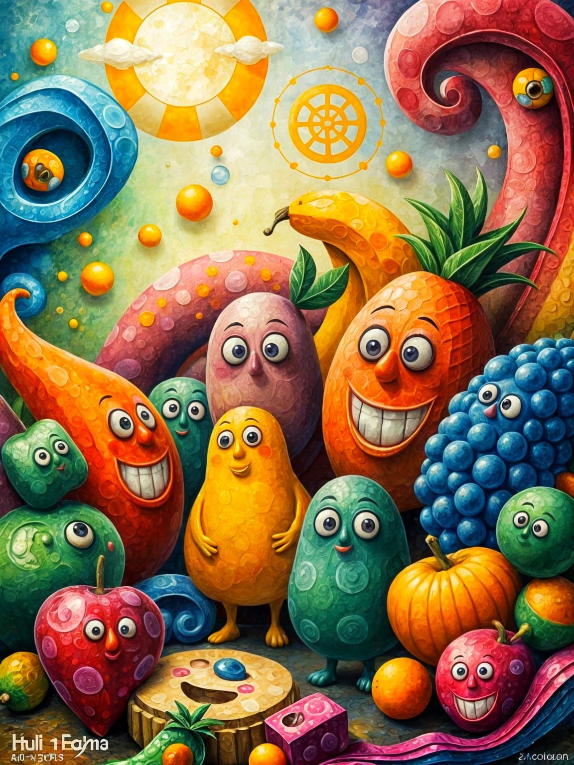 Fruit of the Loom Abstract Art in Expressionist Style