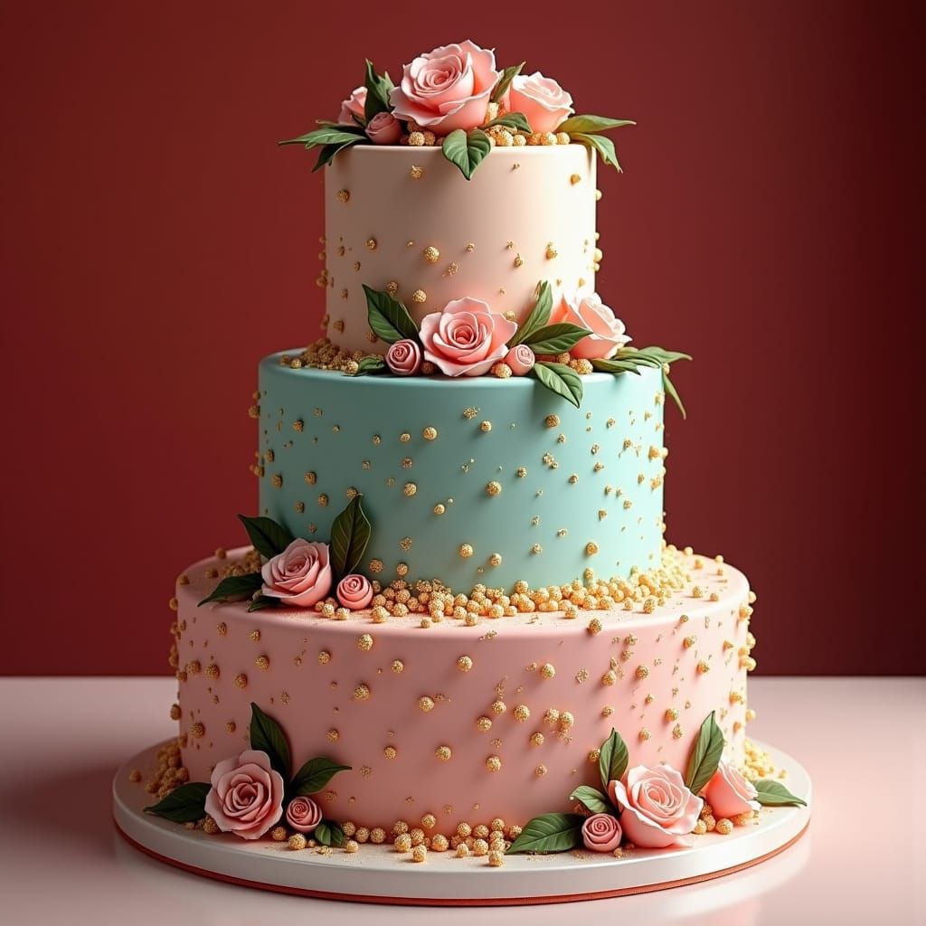 Elegant 3-Tier Cake with Sprinkles and Ribbons