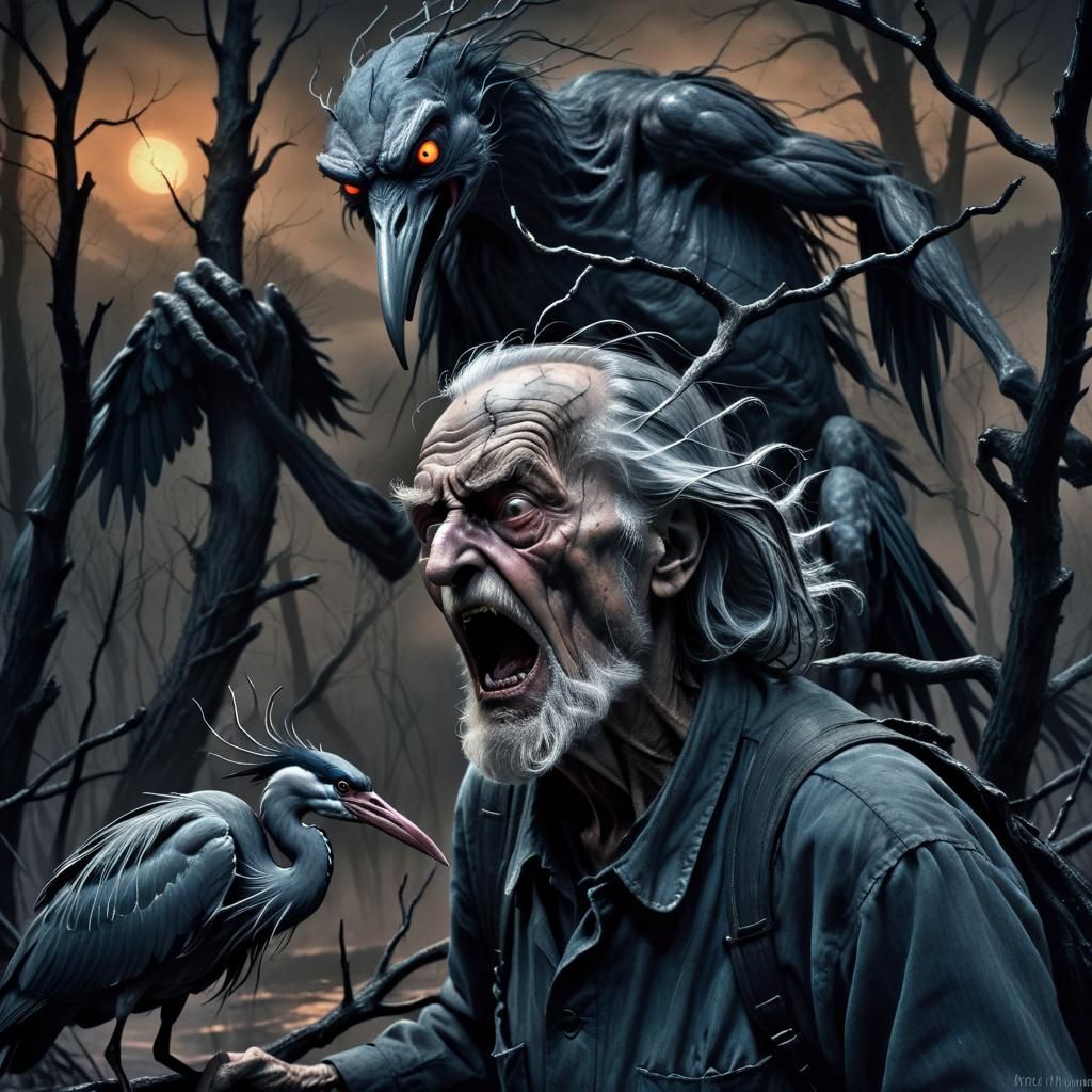 Appalachian Gothic: Man Versus Heron in Charcoal Noir