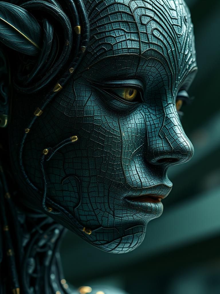 Biomechanical Maze Woman in Synthetic Multiverse