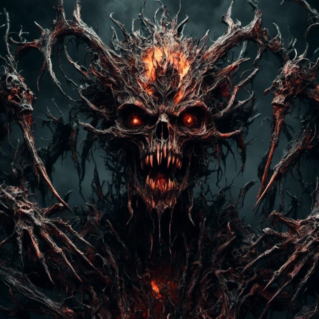 Eerie Creature of Darkness with Burning Eyes