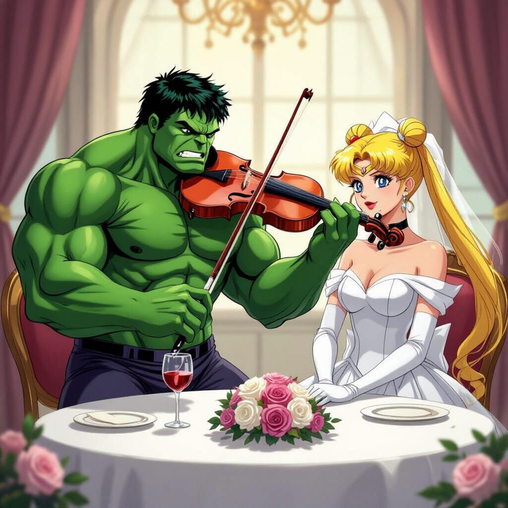 Hulk Plays Violin at Sailor Moon Wedding