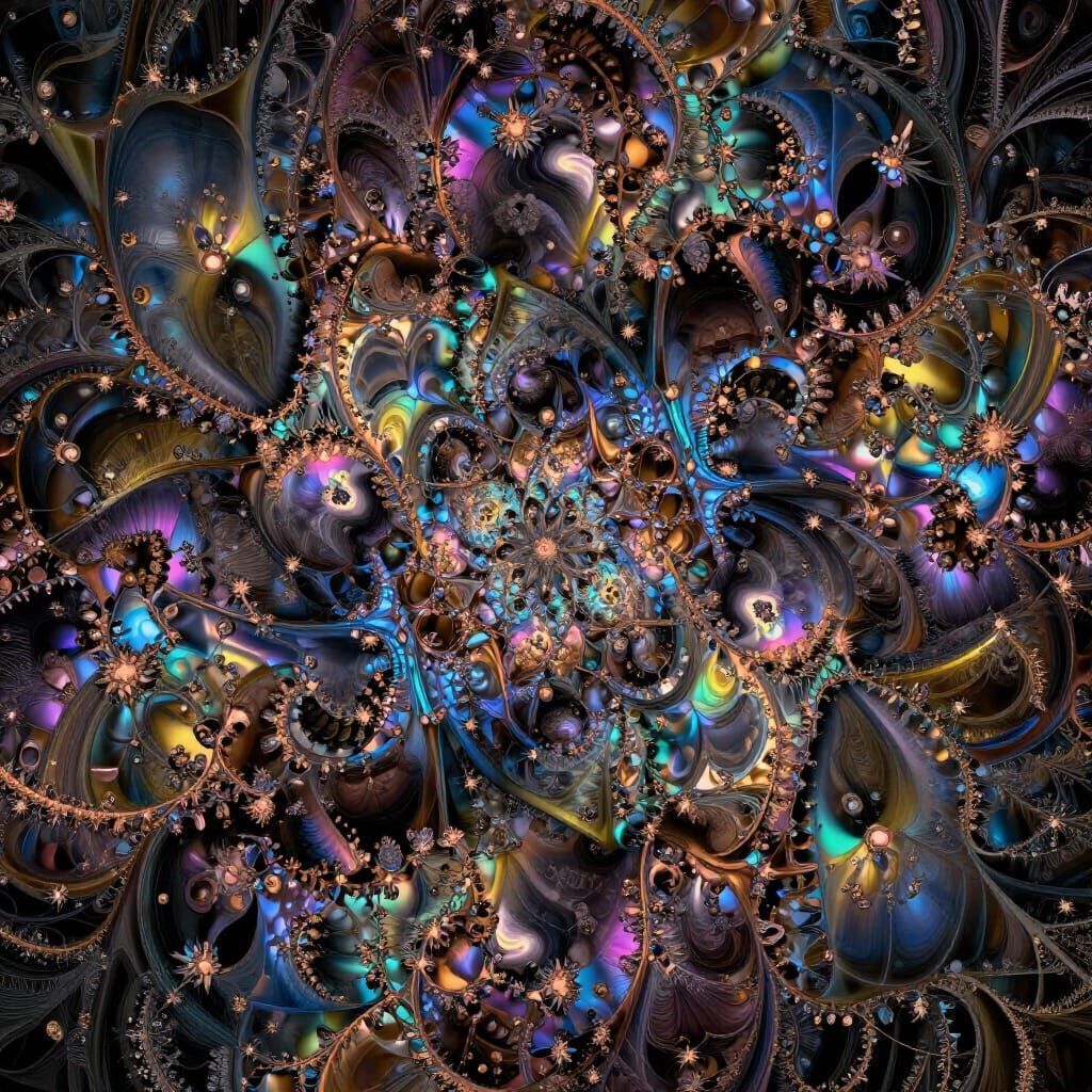 Hyperrealistic Fractal Patterns with Iridescent Colors