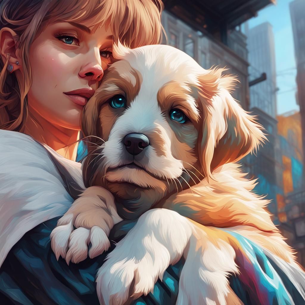 Hyperdetailed Puppy Portrait in Graffiti Art Style