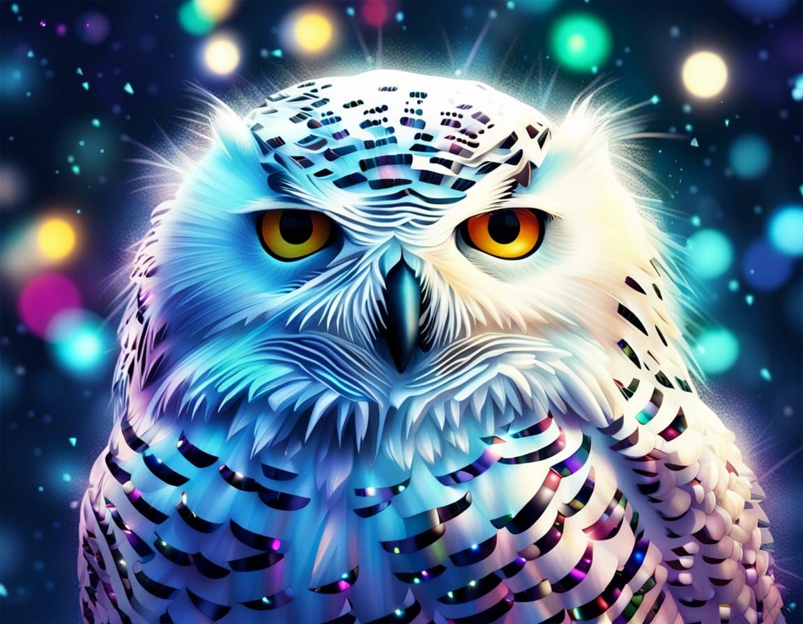 Radiant Christmas Owl Made of Lights