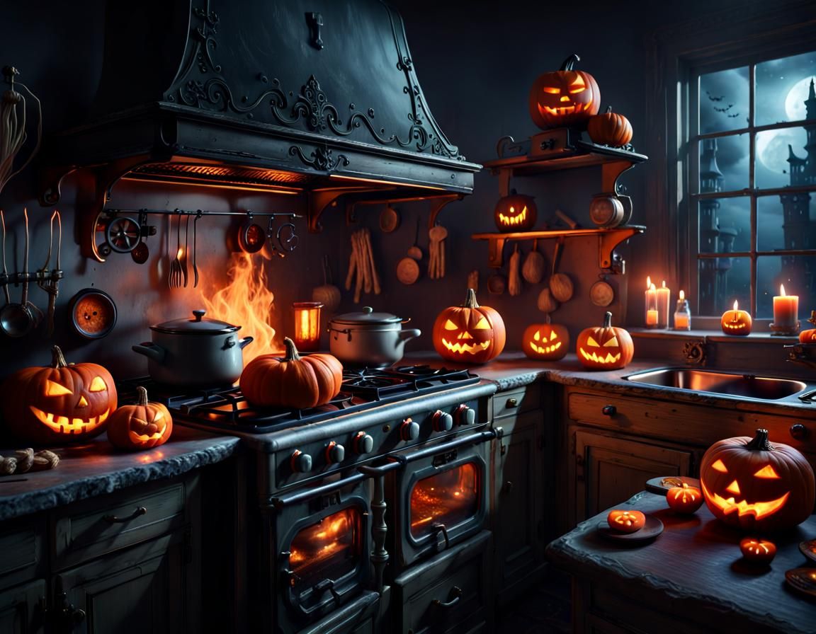 Spooky Haunted Toaster in Halloween Kitchen