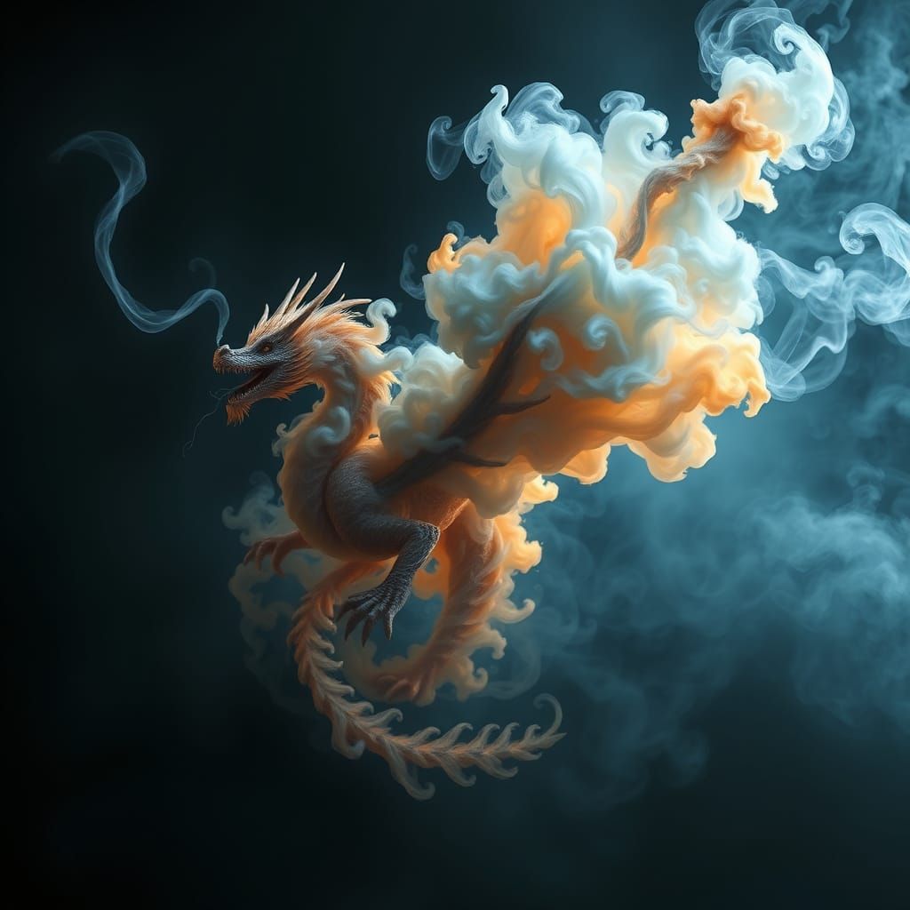 Smoke Dragon Dissolves into Ethereal Shadows