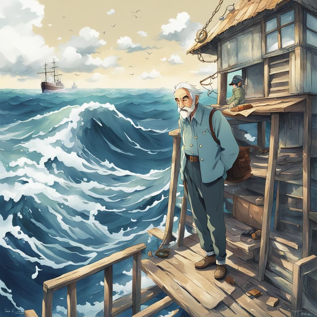 Old Man and The Sea in Anime Style