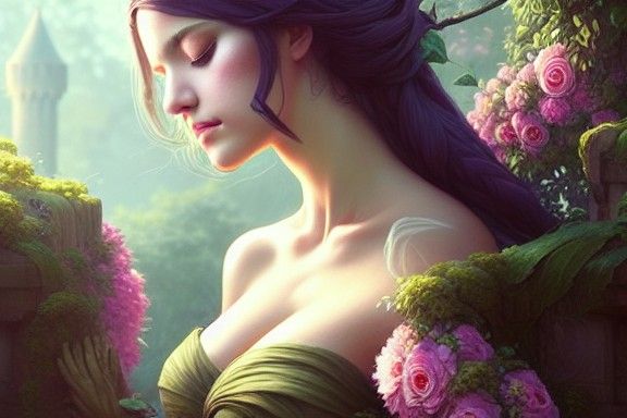 Princess in Lush Garden: Fantasycore Fairytale Landscape
