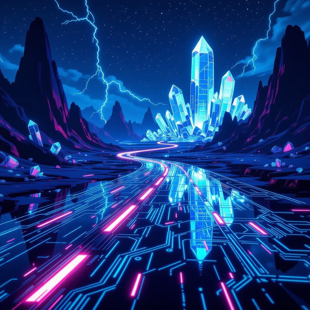 Alien Circuit Board Landscape in Sci-Fi Futurism