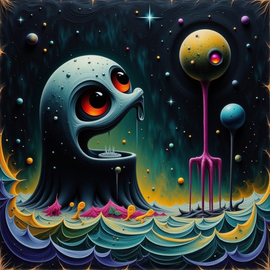 Surreal Medieval God Descends into Dark Oceans