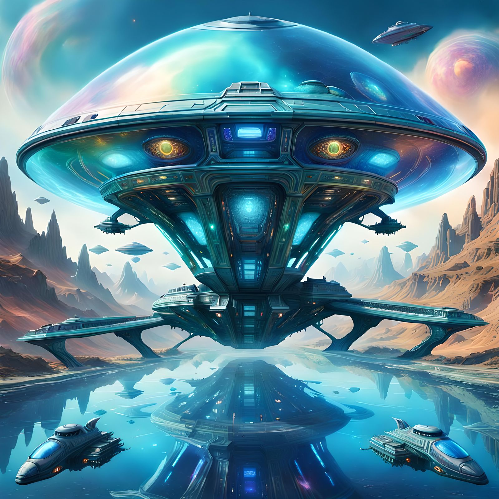 Sci-Fi Alien Double Exposure in Iridescent Colors