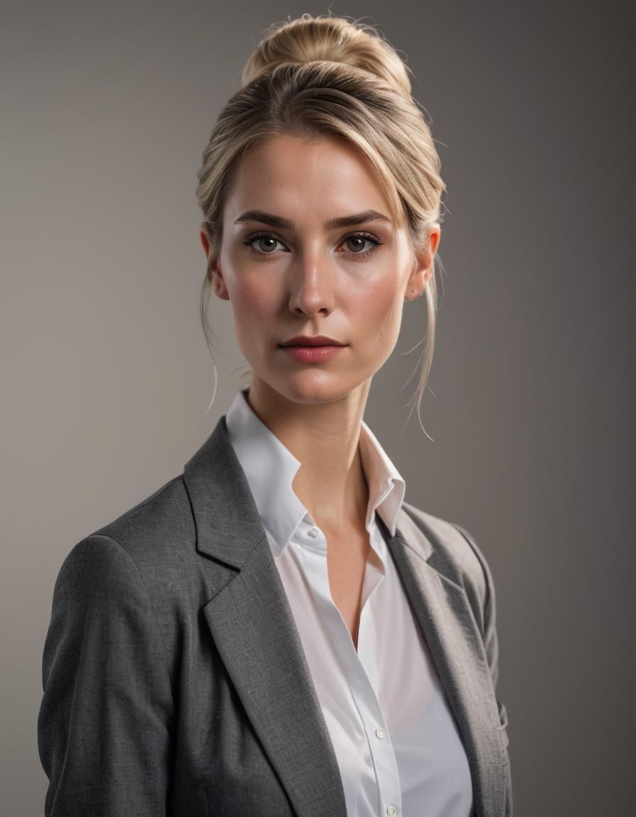 Corporate Portrait of a Blond Woman in Editorial Style