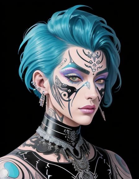 Surreal Geometric Portrait in Neo-Impressionist Style