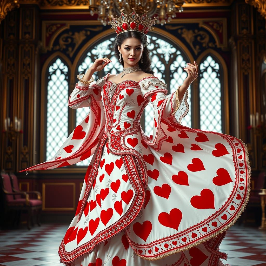 Dancing Queen of Hearts in Royal Castle Ballroom