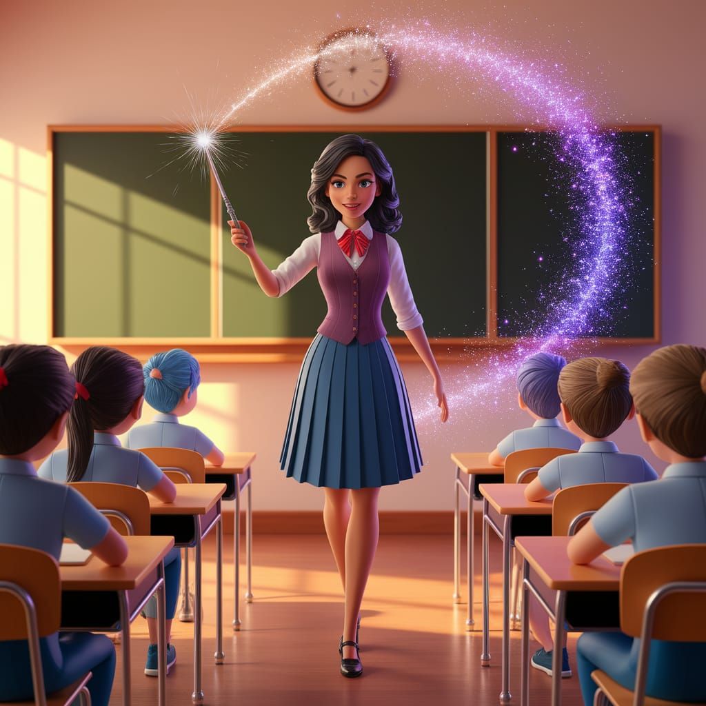 Enchanted Spellcasting in a Magical Classroom